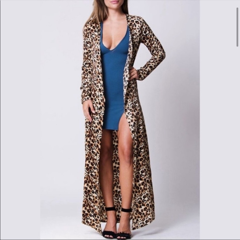 NWT Lux LA Leopard Duster Cardigan